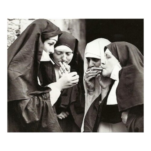 Nuns Smoking Vintage Photography Photo Print