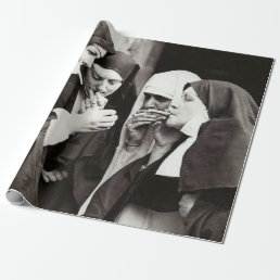 Nuns Smoking Vintage Photography Wrapping Paper