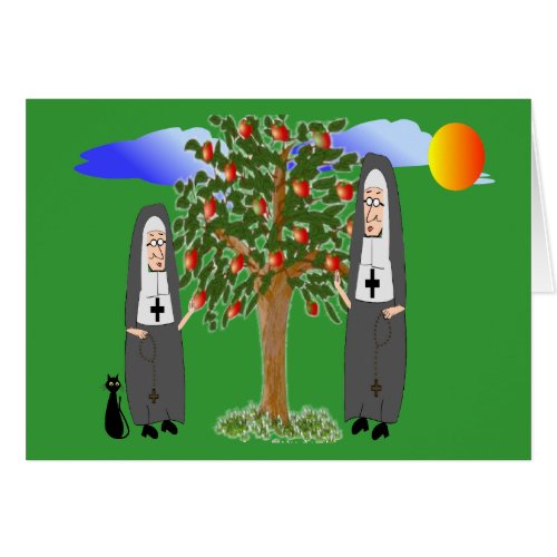 Nuns Stealing Apples Cards  Gifts