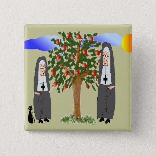 Nuns Stealing Apples Cards  Gifts Button