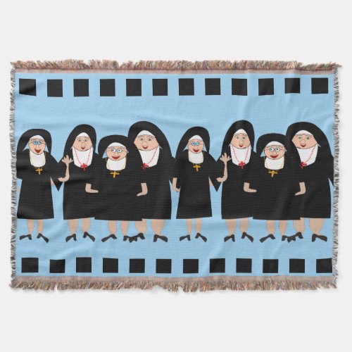 Nuns Wearing Black Habits Throw Blanket