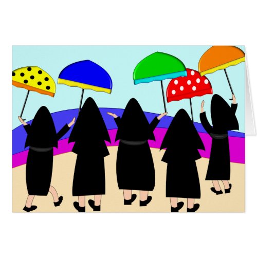 Nuns With Umbrellas Expecting Rain