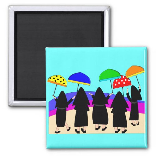 Nuns With Umbrellas Expecting Rain Magnet