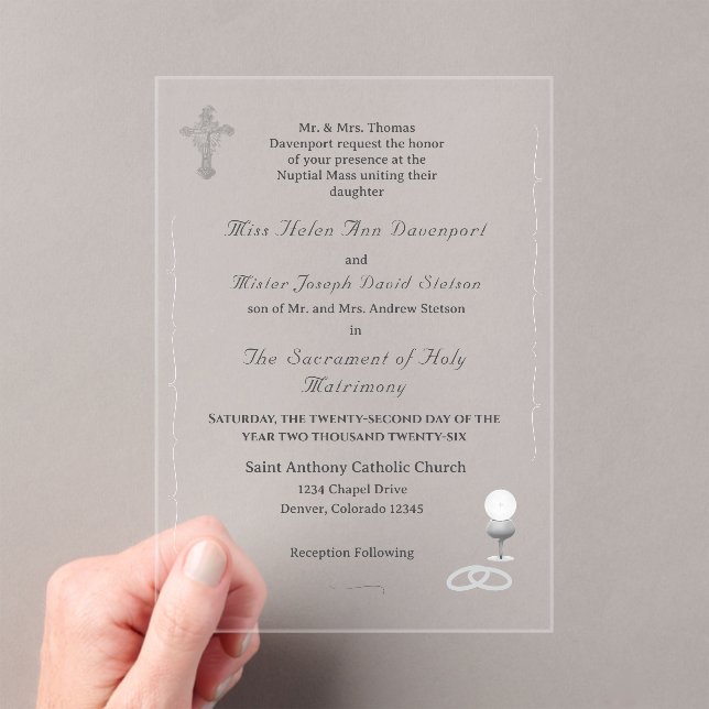 Nuptial Grace Catholic Wedding Invitation (Insitu (Handheld))