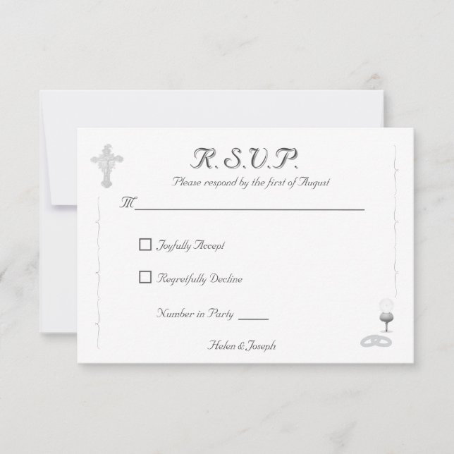 Nuptial Grace Catholic Wedding Response Card (Front)