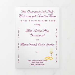 Nuptial Grace Catholic Wedding Tri-Fold Program