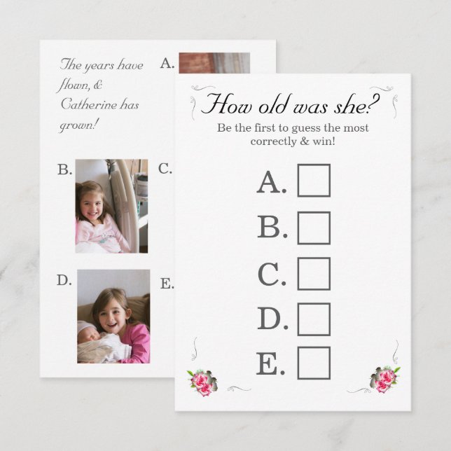 Nuptial Rose Bridal Shower Game Card (Front/Back)