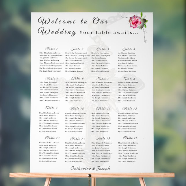 Nuptial Rose Catholic Wedding Seating Chart (Neutral)