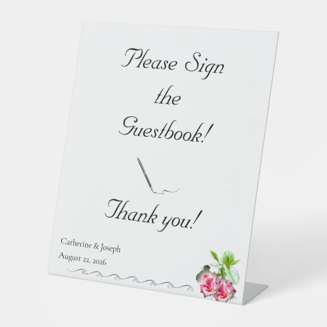 Nuptial Rose Sign-In Request Wedding Sign (Front)