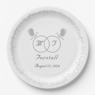 Nuptial Unity Catholic Monogrammed Wedding Paper Plates