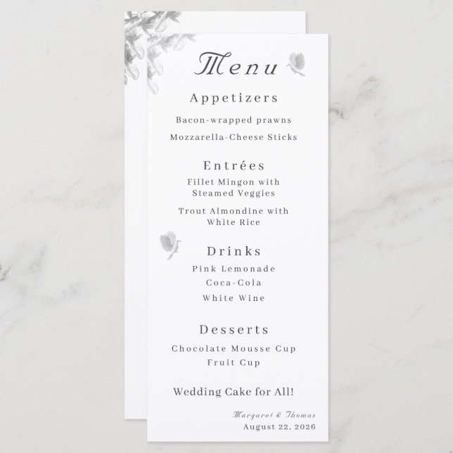 Nuptial Unity Catholic Wedding Flat Menu (Front/Back)