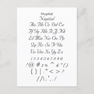 Nuptial - Zazzle Font Sampler Sheet Postcard