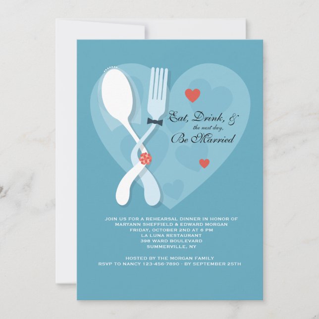 Nuptials Wedding Rehearsal Dinner Party Invitation (Front)