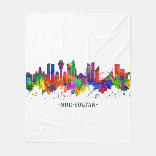 Nur-Sultan Kazakhstan Skyline Fleece Blanket (Front)