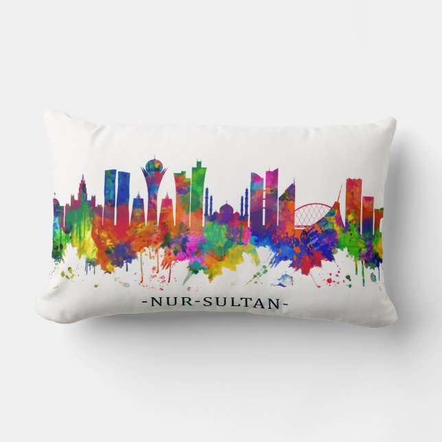 Nur-Sultan Kazakhstan Skyline Lumbar Pillow (Front)