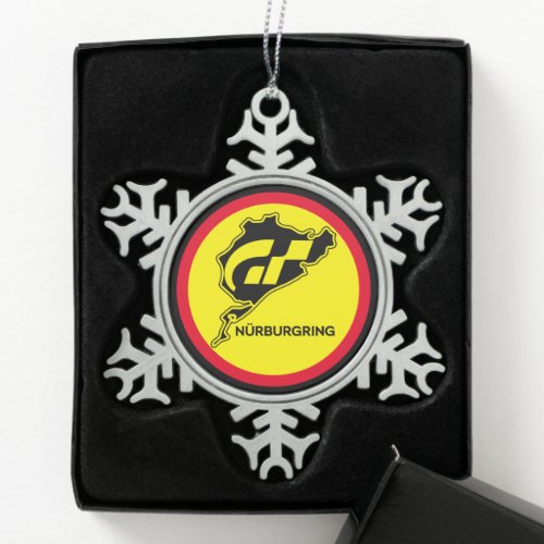 Nurburgring German Flag Germany Gran Turismo GT Snowflake Pewter Christmas Ornament
