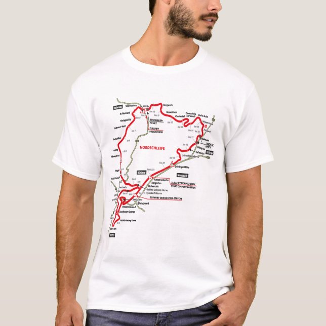 Nürburgring Nordschleife - Germany Track Map Photo T-Shirt (Front)