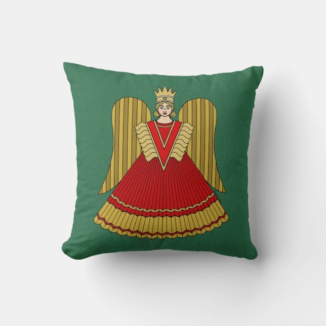 Nuremberg Christmas Angel Throw Pillow (Front)