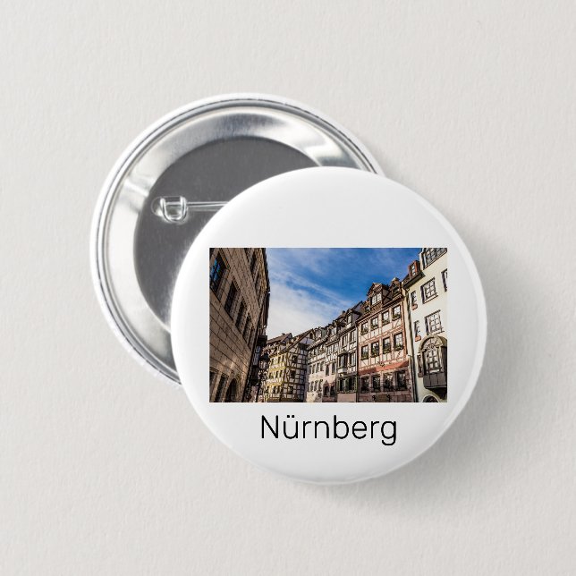 Nuremberg Cityscape Bavaria Germany Souvenir Button (Front & Back)