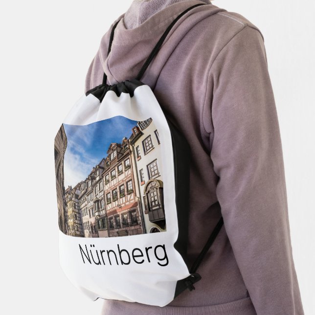Nuremberg Cityscape Bavaria Germany Souvenir Drawstring Bag (Insitu)