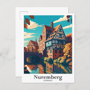 Nuremberg Germany Art Travel Potrait Illustration Postcard