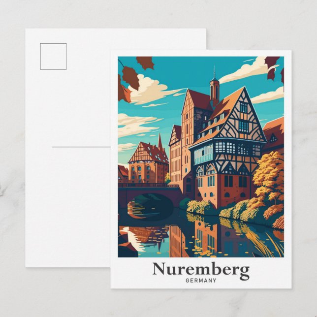 Nuremberg Germany Art Travel Potrait Illustration Postcard (Front/Back)