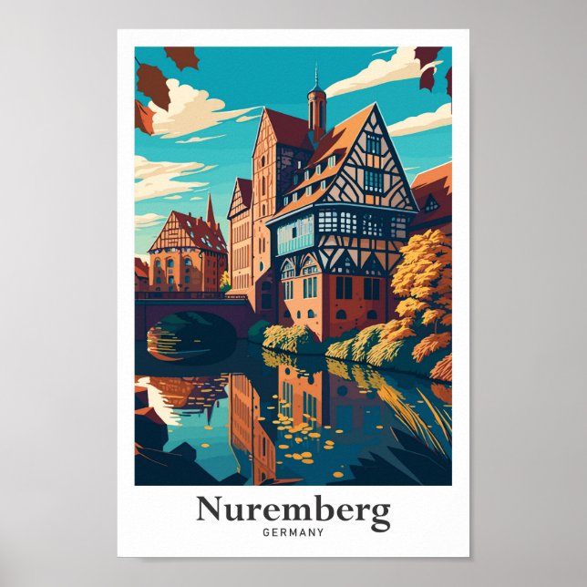 Nuremberg Germany Art Travel Potrait Illustration Poster (Front)