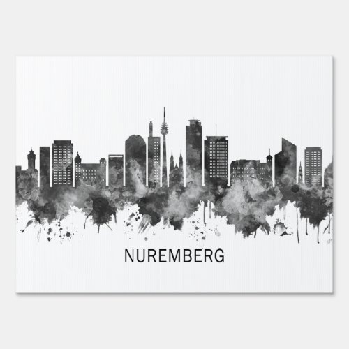 Nuremberg Germany Skyline BW Sign