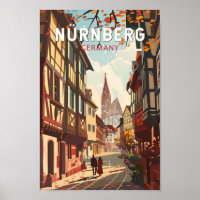 Nuremberg Germany Travel Art Vintage