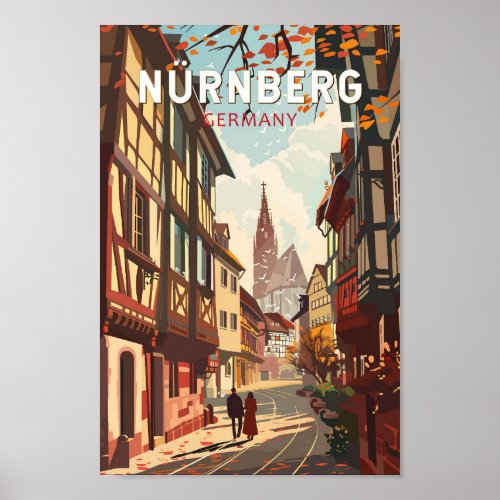Nuremberg Germany Travel Art Vintage Poster