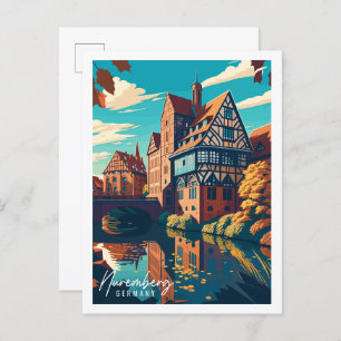 Nuremberg Germany vintage travel illustration Postcard
