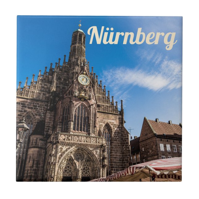 Nuremberg Hauptmarkt Nürnberg Bavaria Germany Ceramic Tile (Front)