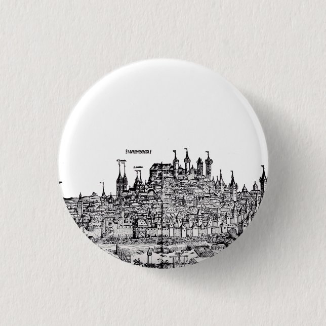 Nuremberg Medieval city in the Germany Button (Front)