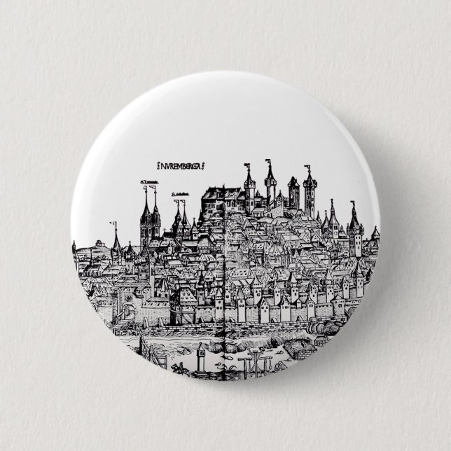 Nuremberg Medieval city in the Germany Button (Front)