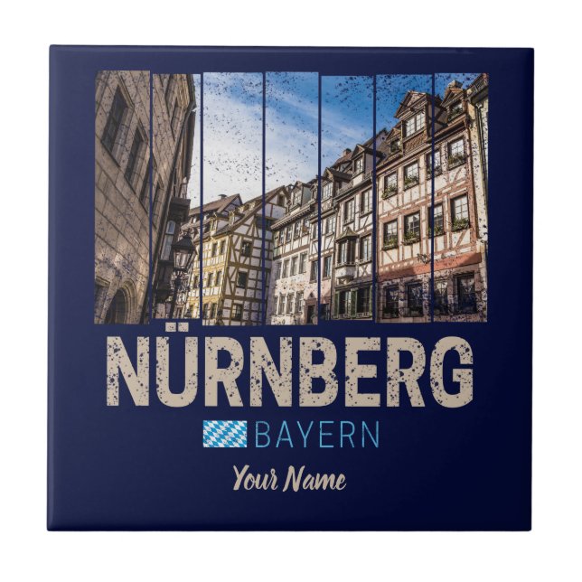 Nuremberg Vintage Bavaria Germany Souvenir Ceramic Tile (Front)