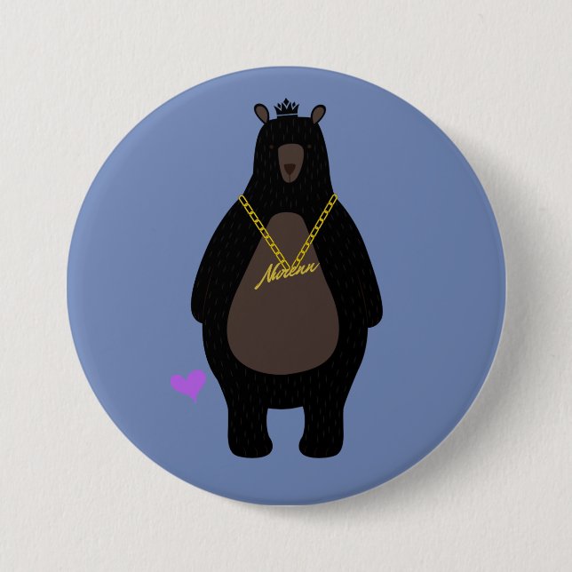 NurenN Black Bear Blue Button (Front)