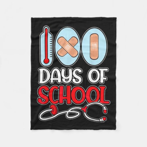 Nurse 100 Days Of School Love Stethoscope Nurse Li Fleece Blanket