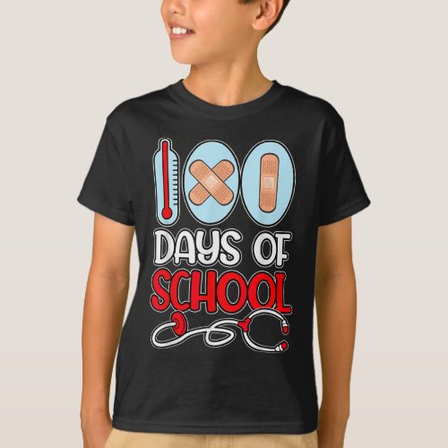 Nurse 100 Days Of School Love Stethoscope Nurse Li T_Shirt