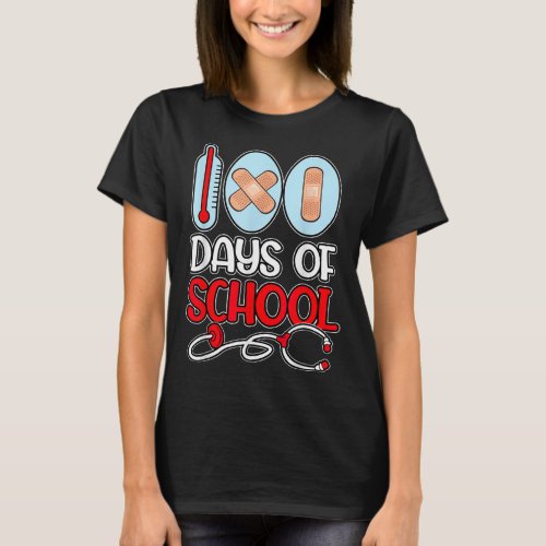 Nurse 100 Days Of School Love Stethoscope Nurse Li T_Shirt