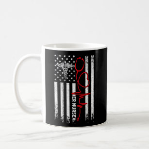 Nurse 365 Proud Er Nurse Water Color American Flag Coffee Mug