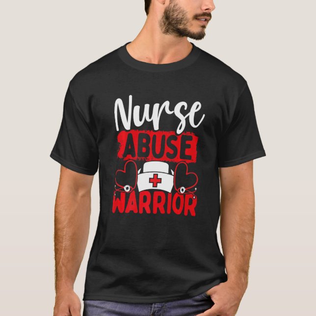 Nurse Abuse Survivor Stethoscope Fighter Nursing V T-Shirt (Front)