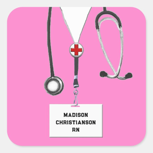 Nurse Add Name Square Sticker (Front)