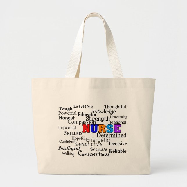 Nurse Adjectives Words Gifts Large Tote Bag (Front)