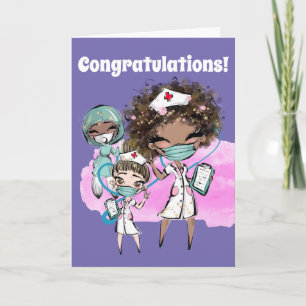 Nurse african American covid mask cute doctor med Card