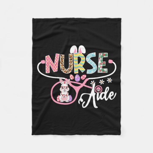 Nurse Aide Easter Bunny Egg Stethoscope Nursing Fleece Blanket