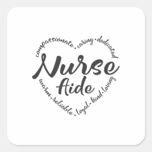 Nurse aide, nurse aid with heart square sticker