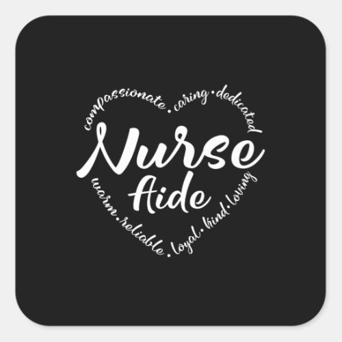 Nurse aide nurse aid with heart square sticker