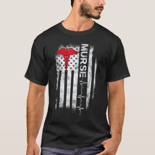 Nurse American Flag Er Pacu L&d Picu Registered Rn T-Shirt