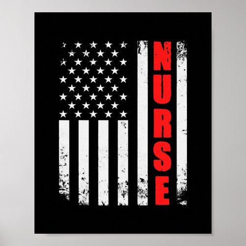 Nurse American Flag Patriotic USA Stethoscope Job Poster