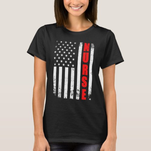 Nurse American Flag Patriotic Usa Stethoscope Job  T_Shirt